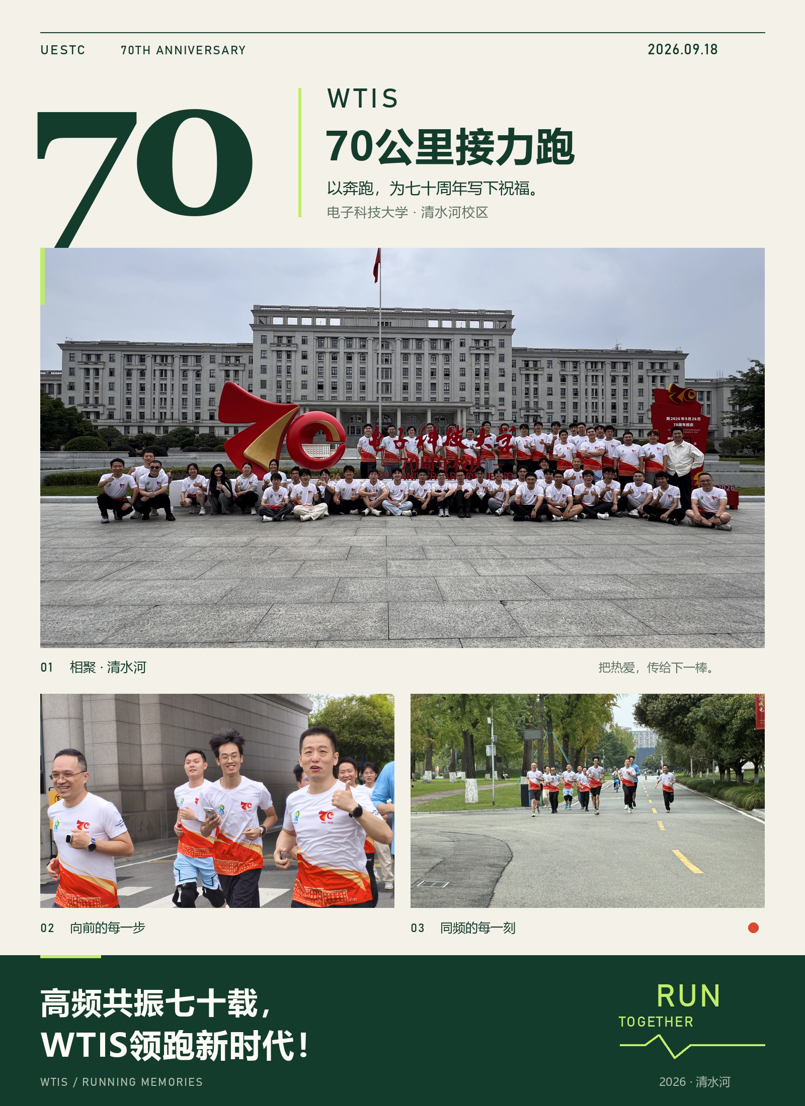 WTIS电子科技大学七十周年接力跑纪念海报